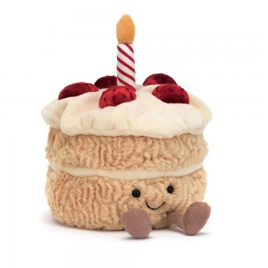 Amuseables Jellycat Birthday Cake 16cm x 12cm x 12cm Beige | México 7016DJNBA