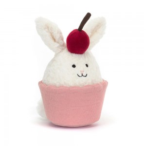 Amuseables Jellycat Dainty Dessert Bunny Cupcake 14cm x 10cm x 9cm Blancos | México 4519RNGFW