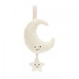 Amuseables Jellycat Moon Musical Pull 28cm x 15cm x 6cm Blancos | México 4726KDYPM
