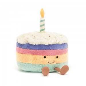 Amuseables Jellycat Rainbow Birthday Cake 26cm x 21cm x 21cm Azules | México 7029XFBSN