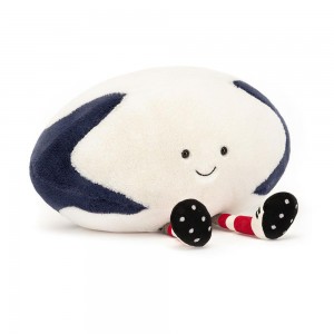 Amuseables Jellycat Sports Rugby Ball 18cm x 29cm x 13cm Blancos | México 2745RYDNS
