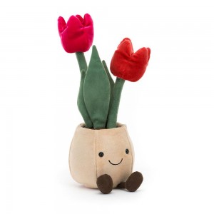 Amuseables Jellycat Tulip Pot 30cm x 11cm x 11cm Rojos | México 8359OWTQP