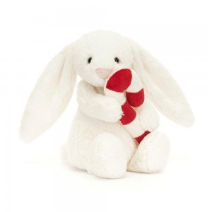 Animals Jellycat Bashful Bunny with Candy Cane 7.1in x 3.5in x 3.1in Blancos | México 7231DOLTX