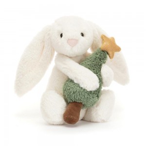 Animals Jellycat Bashful Bunny with Christmas Tree 7.1in x 3.5in x 3.1in Blancos | México 7096UEWQN