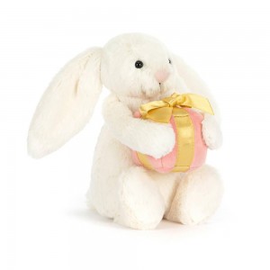 Animals Jellycat Bashful Bunny with Present 18cm x 9cm x 8cm Blancos | México 9265JCXAD