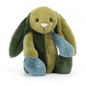 Animals Jellycat Bashful Patchwork Basil Bunny 31cm x 12cm x 9cm Verdes | México 6415JCRSO