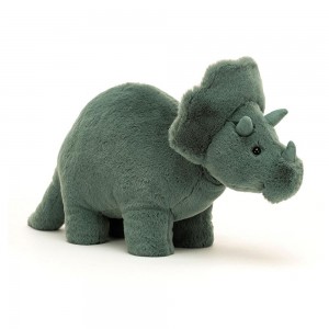Animals Jellycat Fossilly Triceratops 6.7in x 4.7in x 11.4in Verdes | México 5091WQNEG