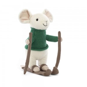 Animals Jellycat Merry Mouse Skiing 19cm x 8cm x 15cm Blancos | México 8935ZLBDW