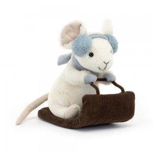 Animals Jellycat Merry Mouse Sleighing 18cm x 11cm x 17cm Blancos | México 5296IJXCN