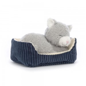 Animals Jellycat Napping Nipper Cat 3.9in x 5.9in x 4.7in Grises | México 5607OILWA