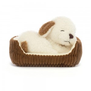 Animals Jellycat Napping Nipper Dog 3.9in x 5.9in x 4.7in Beige | México 9608ERVKB