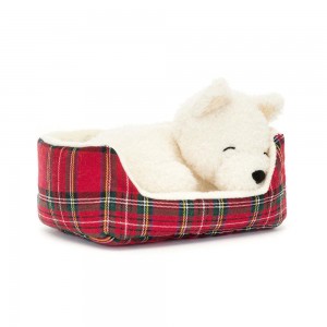 Animals Jellycat Napping Nipper Westie 10cm x 15cm x 12cm Blancos | México 7924NAHWC