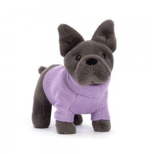 Animals Jellycat Sweater French Bulldog Purple 6.7in x 2.8in x 7.5in Grises | México 5639AKTNS