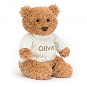 Baby & Books Jellycat Bartholomew Bear with Personalised Cream Jumper 26cm x 12cm x 8cm Marrom | México 3648BEIJT