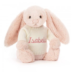 Baby & Books Jellycat Bashful Blush Bunny with Personalised Cream Jumper 31cm x 12cm x 9cm Rosas | México 9241JBKPL