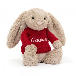 Baby & Books Jellycat Bashful Bunny with Personalised Jumper 31cm x 12cm x 9cm Beige | México 4782LKPQJ
