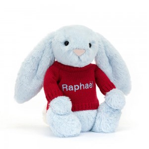 Baby & Books Jellycat Bashful Bunny with Personalised Jumper 31cm x 12cm x 9cm Azules | México 7281AJKMH