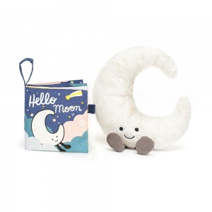 Baby & Books Jellycat Hello Moon Fabric Book and Moon Medium Blancos | México 2781CATBY