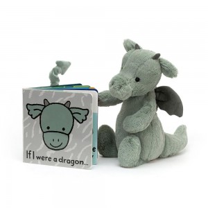 Baby & Books Jellycat If I Were A Dragon Book and Bashful Dragon Small Verdes | México 7360EFYUB