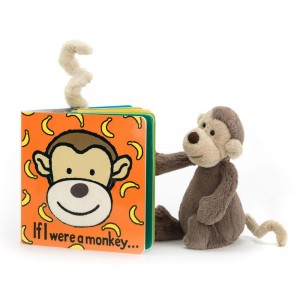 Baby & Books Jellycat If I Were A Monkey Book and Bashful Monkey Small Marrom | México 3802FVLJS