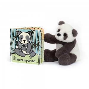 Baby & Books Jellycat If I Were A Panda Book and Harry Panda Cub Small Negros | México 5709MDAJX