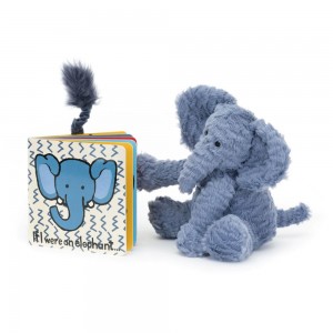 Baby & Books Jellycat If I Were An Elephant Board Book and Fuddlewuddle Elephant Medium Azules | México 6250MCKUE