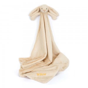 Baby & Books Jellycat Personalised Bashful Luxe Bunny Willow Blankie 56cm x 70cm x 9cm Beige | México 2809WBOST