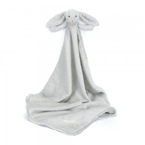 Baby & Books Jellycat Personalised Bashful Silver Bunny Blankie 56cm x 70cm x 9cm Grises | México 4029TRXAD