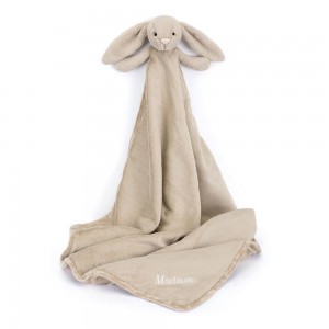 Baby & Books Jellycat Personalised Bashful Bunny Blankie 56cm x 70cm x 9cm Beige | México 5638YMUSK
