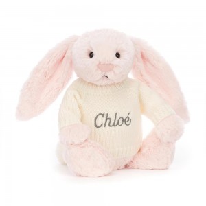 Discover Jellycat Bashful Bunny with Personalised Cream Jumper 31cm x 12cm x 9cm Rosas | México 3526KEYVP