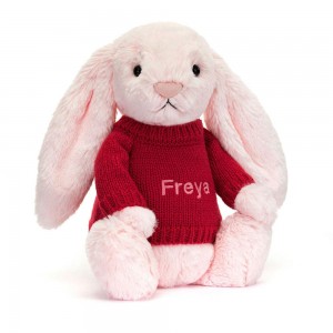Discover Jellycat Bashful Bunny with Personalised Jumper 31cm x 12cm x 9cm Rosas | México 9741RCUFV