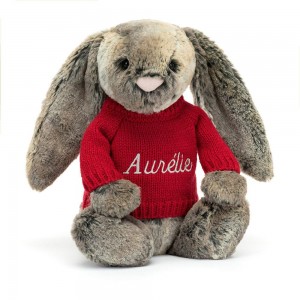 Discover Jellycat Bashful Cottontail Bunny with Personalised Jumper 31cm x 12cm x 9cm Marrom | México 3708LKQBA