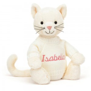 Discover Jellycat Bashful Cream Kitten with Personalised Cream Jumper 31cm x 12cm x 9cm Blancos | México 9230LZKOY