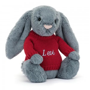 Discover Jellycat Bashful Dusky Bunny with Personalised Jumper 31cm x 12cm x 9cm Azules | México 3726GMXWN
