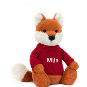 Discover Jellycat Bashful Fox Cub with Personalised Jumper 31cm x 12cm x 9cm Naranjas | México 9607JHSFZ