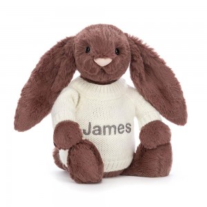 Discover Jellycat Bashful Fudge Bunny with Personalised Cream Jumper 31cm x 12cm x 9cm Marrom | México 0569IJRKN