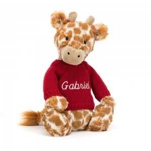 Discover Jellycat Bashful Giraffe with Personalised Jumper 31cm x 12cm x 9cm Naranjas | México 3069ZXMUC