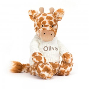 Discover Jellycat Bashful Giraffe with Personalised Cream Jumper 31cm x 12cm x 9cm Naranjas | México 1283LSARU