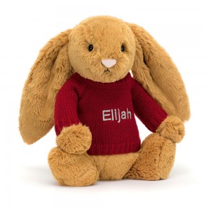 Discover Jellycat Bashful Golden Bunny with Personalised Jumper 31cm x 12cm x 9cm Amarillos | México 7654JMNKZ