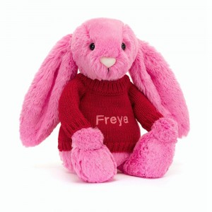 Discover Jellycat Bashful Hot Bunny with Personalised Jumper 31cm x 12cm x 9cm Rosas | México 0134BUSKY