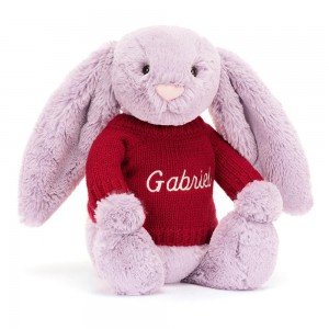 Discover Jellycat Bashful Lilac Bunny with Personalised Jumper 31cm x 12cm x 9cm Morados | México 9245UWILG