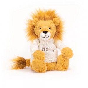 Discover Jellycat Bashful Lion with Personalised Cream Jumper 31cm x 12cm x 9cm Amarillos | México 5290JRKNS