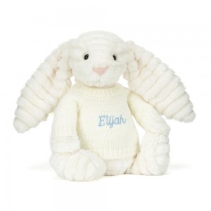 Discover Jellycat Bashful Luxe Bunny Nimbus with Personalised Cream Jumper 31cm x 12cm x 9cm Blancos | México 7408VZFGC