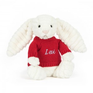 Discover Jellycat Bashful Luxe Bunny Nimbus with Personalised Jumper 31cm x 12cm x 9cm Blancos | México 1296SNUXG