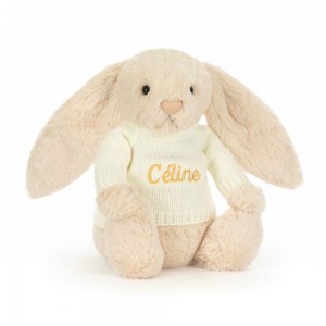 Discover Jellycat Bashful Luxe Bunny Willow with Personalised Cream Jumper 31cm x 12cm x 9cm Beige | México 4178KQDVF