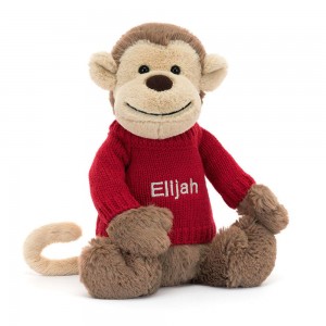 Discover Jellycat Bashful Monkey with Personalised Jumper 31cm x 12cm x 9cm Marrom | México 4831EGRMX