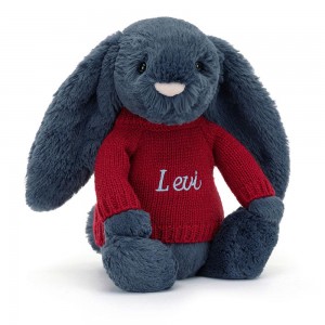 Discover Jellycat Bashful Navy Bunny with Personalised Jumper 31cm x 12cm x 9cm Azules | México 4376XOFYU