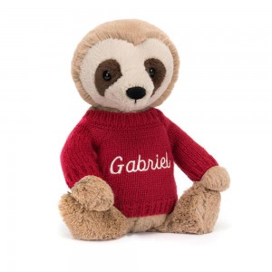 Discover Jellycat Bashful Sloth with Personalised Jumper 28cm x 10cm x 7cm Beige | México 3415RCMPF