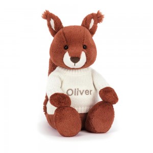 Discover Jellycat Bashful Squirrel with Personalised Cream Jumper 31cm x 12cm x 9cm Rojos | México 7056YOJKS