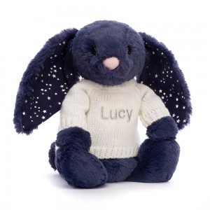 Discover Jellycat Bashful Stardust Bunny with Personalised Cream Jumper 31cm x 12cm x 9cm Azules | México 9680UTAME